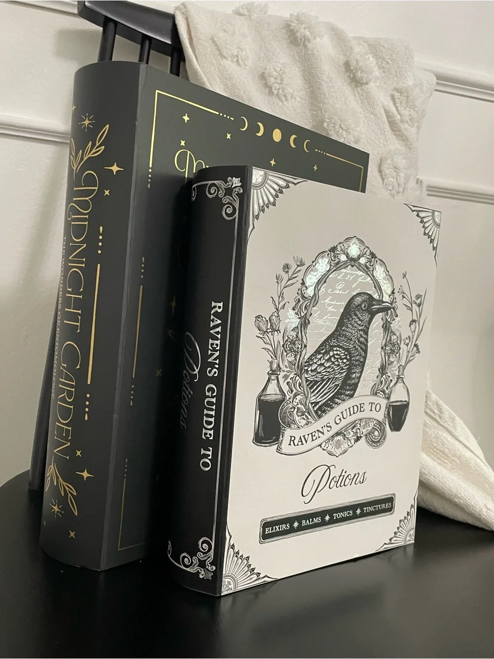Ravens Guide to Potions and Midnight Gardens Faux Decorative Halloween Books